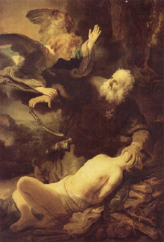REMBRANDT Harmenszoon van Rijn The Angel Stopping Abraham from Sacrificing Isaac to God Sweden oil painting art
